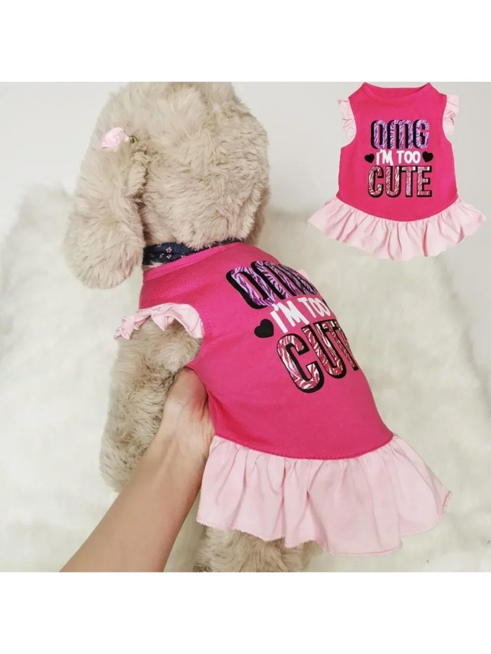 Cute Summer Dog Dress Set - 4 Pieces Pet Apparel for Small Dogs & Cats, X-Small